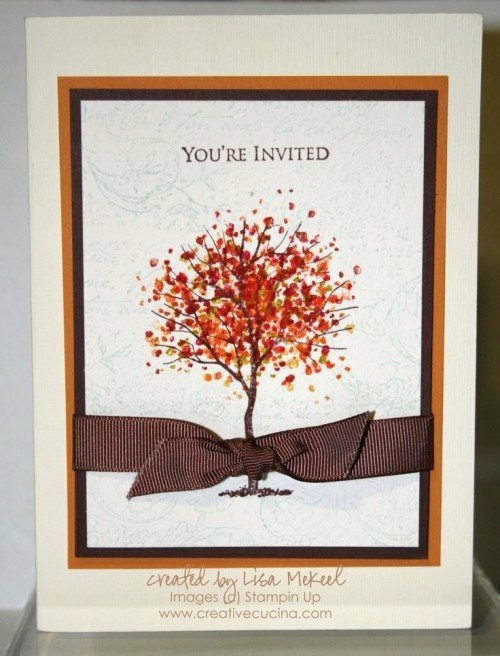 carte d'invitation mariage automne noeud