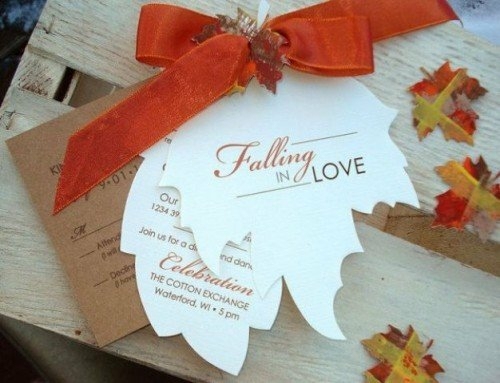 carte d'invitation mariage automne orange