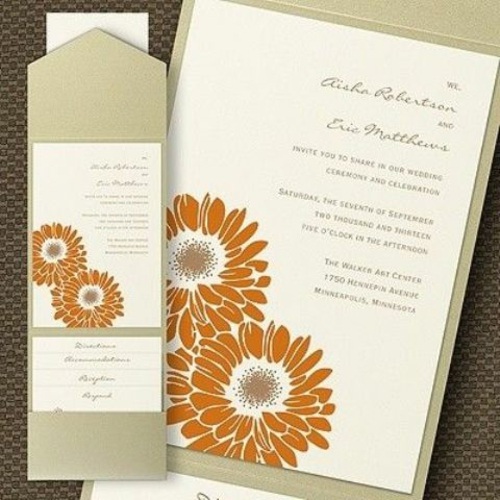 carte invitation mariage fleur orange