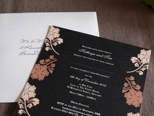 carte invitation mariage noir rose