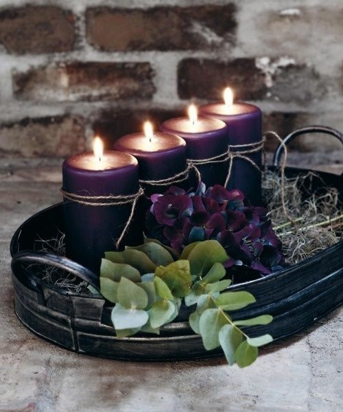centre de table bougies violettes
