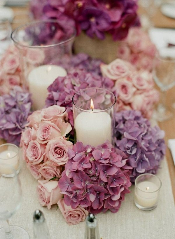 centre de table floral bougies