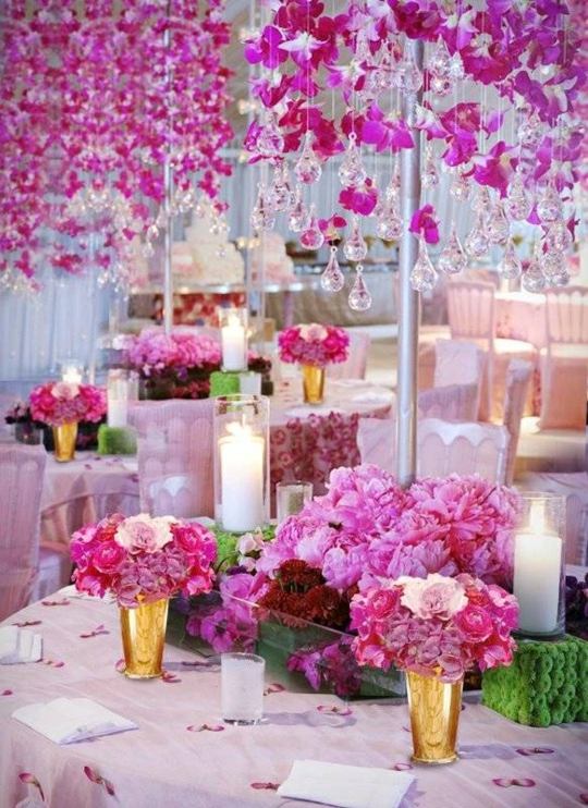 centre de table mariage fleurs roses