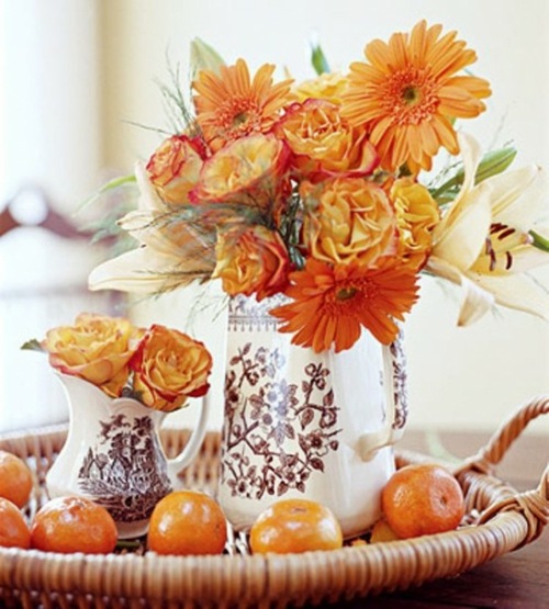 centre table fleurs oranges