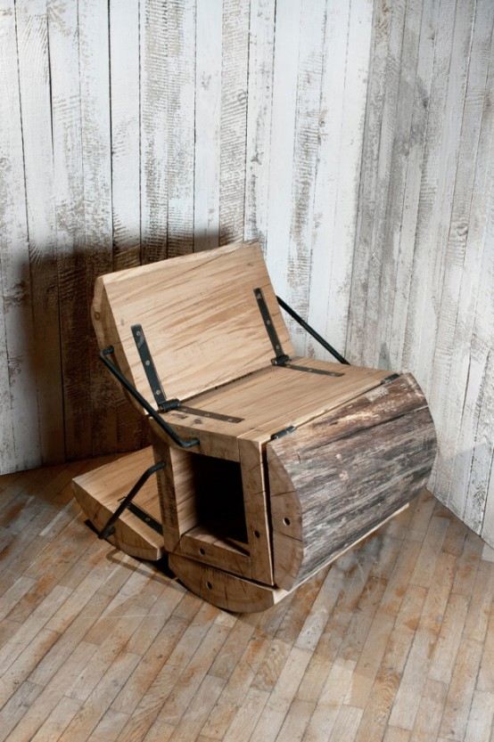 chaise en bois rustique forme originale