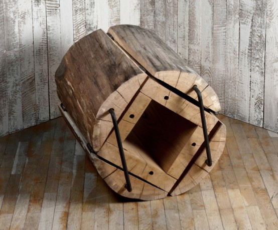 chaise en bois rustique plie range