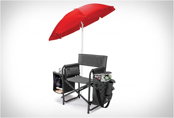chaise de camping pliante-glacière-intégrée-parasol