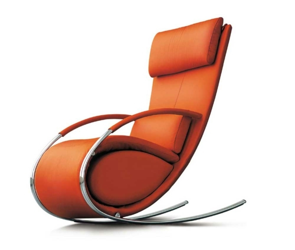 chaise cuir orange pieds chromés