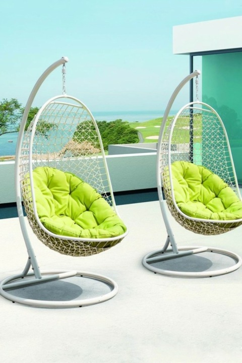 chaise design metal blanc vert
