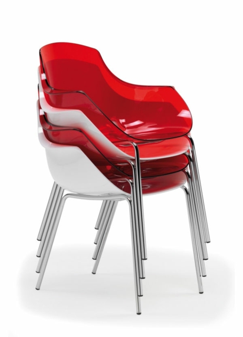chaise empliable rouge blanc transparent