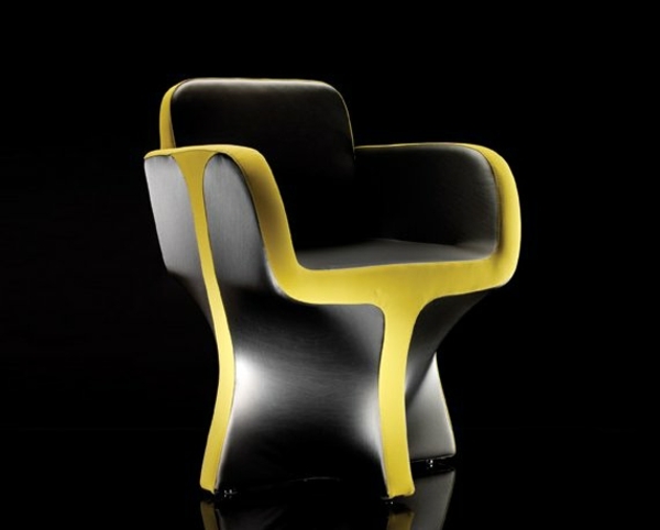 chaise fauteuil noir jaune contemporaine