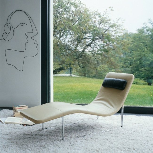 chaise longue design ivoire maison