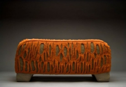 chaise originale tricotee couleur orange