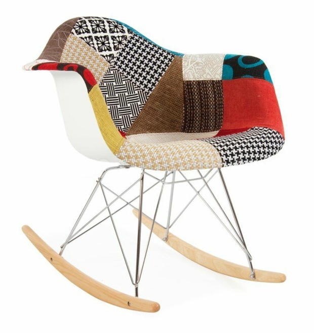 chaise à bascule avec patchwork riche motifs