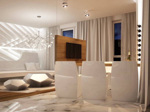 chaises blanches design futurste forme pure