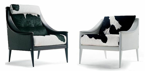 chaises design cuir noir blanc