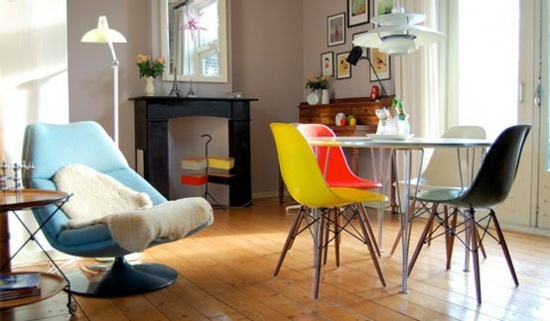 chaises modernes couleurs vives