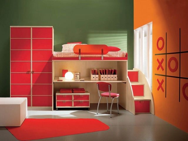 chambre ado orange rouge