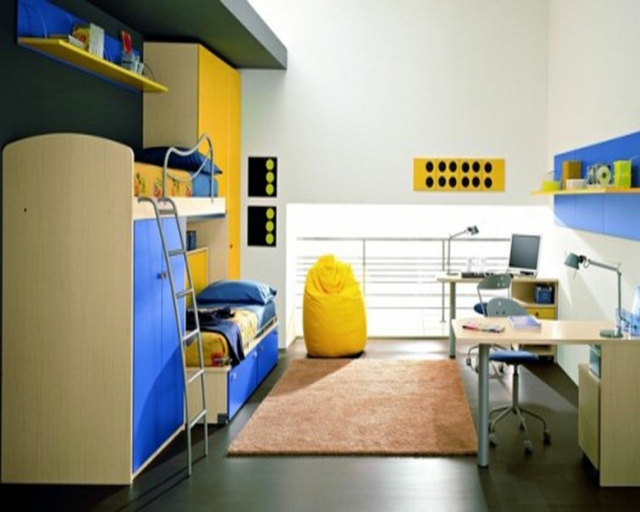 chambre ado jaune bleu