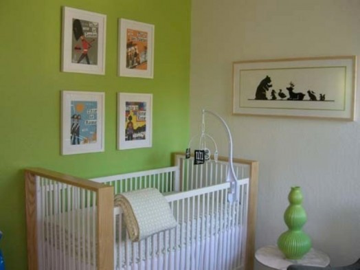 chambre bébé en vert