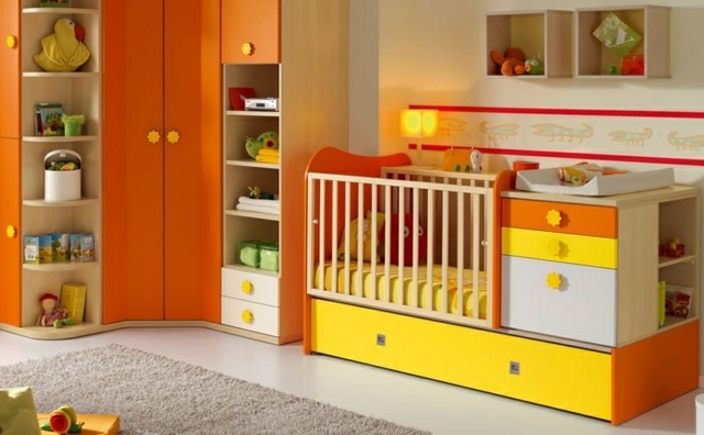 chambre bebe orange jaune