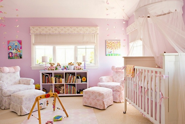 chambre bébé rose fille blanc lit