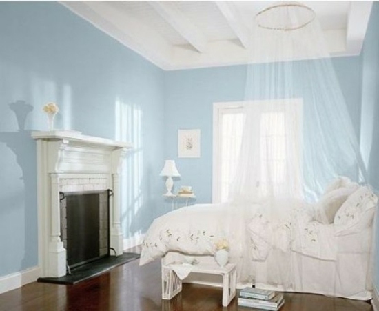 chambre coucher chaleureuse blanc bleu