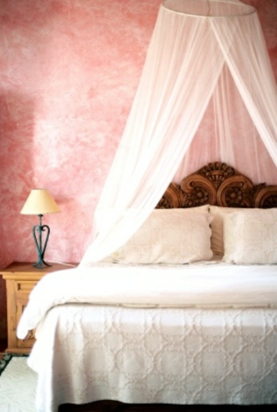 chambre coucher deco rose blanc