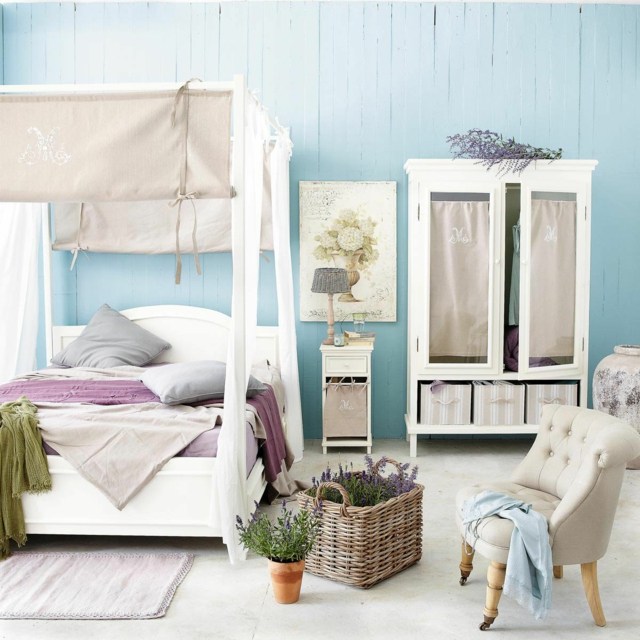 chambre coucher design bleu violet