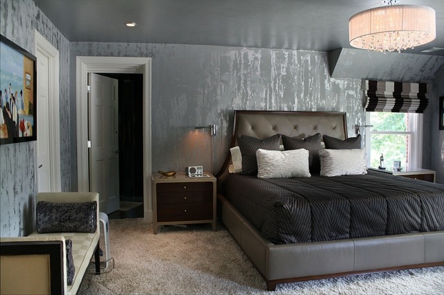 chambre coucher elegante gris