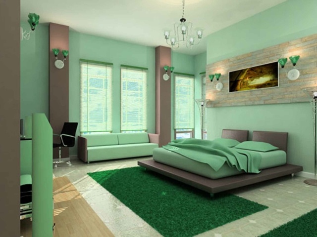 chambre coucher verte nature