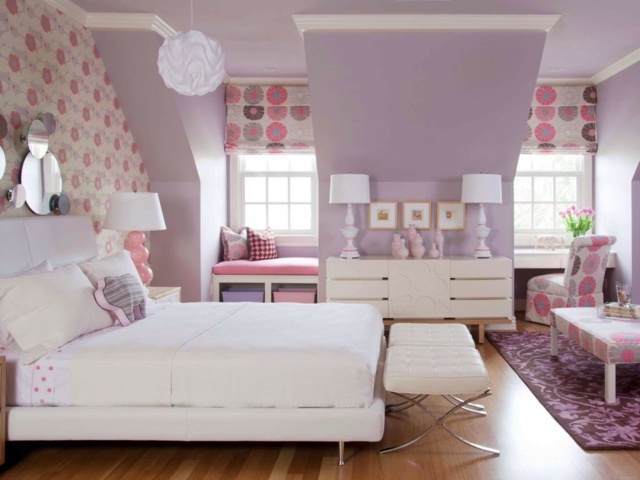 chambre coucher violet rose