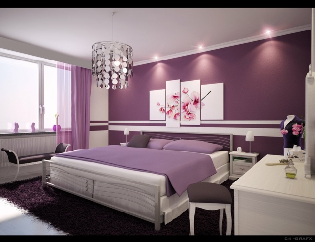 chambre coucher violette