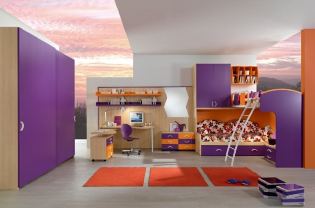 chambre de déco violet orange