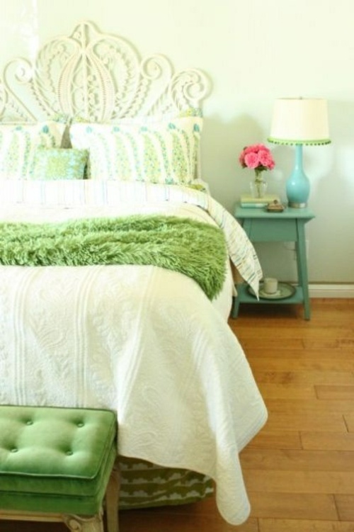 chambre décoration blanc vert inspiration