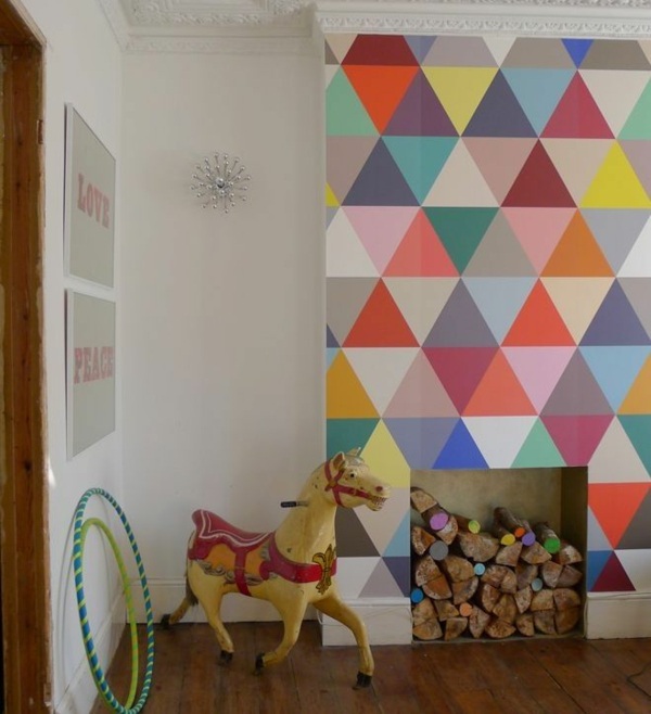 chambre déco mur motifs colorés