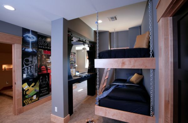 chambre enfant lits superposés bois métal