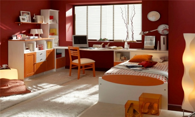 chambre enfant rouge orange