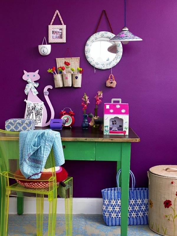chambre enfant violet vif