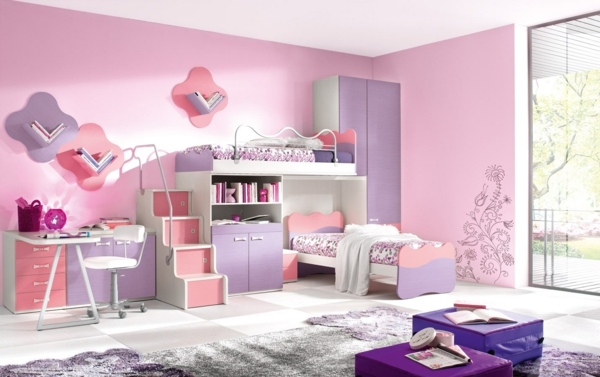 chambre fille rose violet