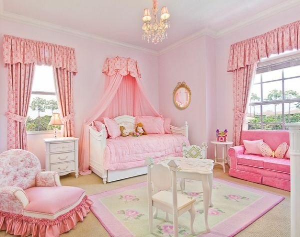 chambre fille style princesse rose meubles elegantes