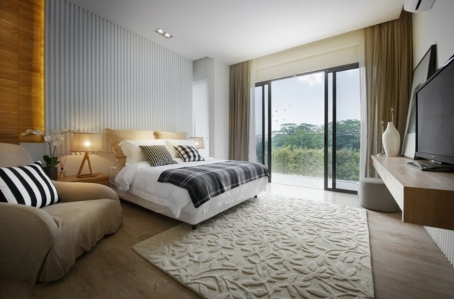 chambre moderne luxe blanc eclairage rembarde balcon verre