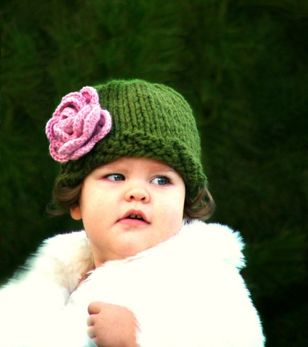 chapeau bebe fille vert rose