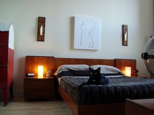chat-noire-lit-masculin-chambre-commode