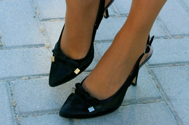 chaussures noires noeud deco