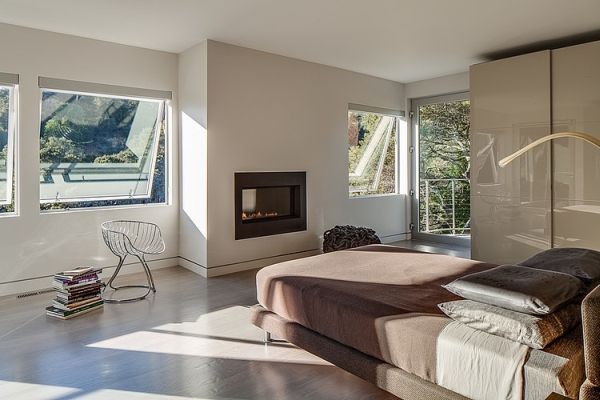 cheminée rectangulaire chambre design minimaliste