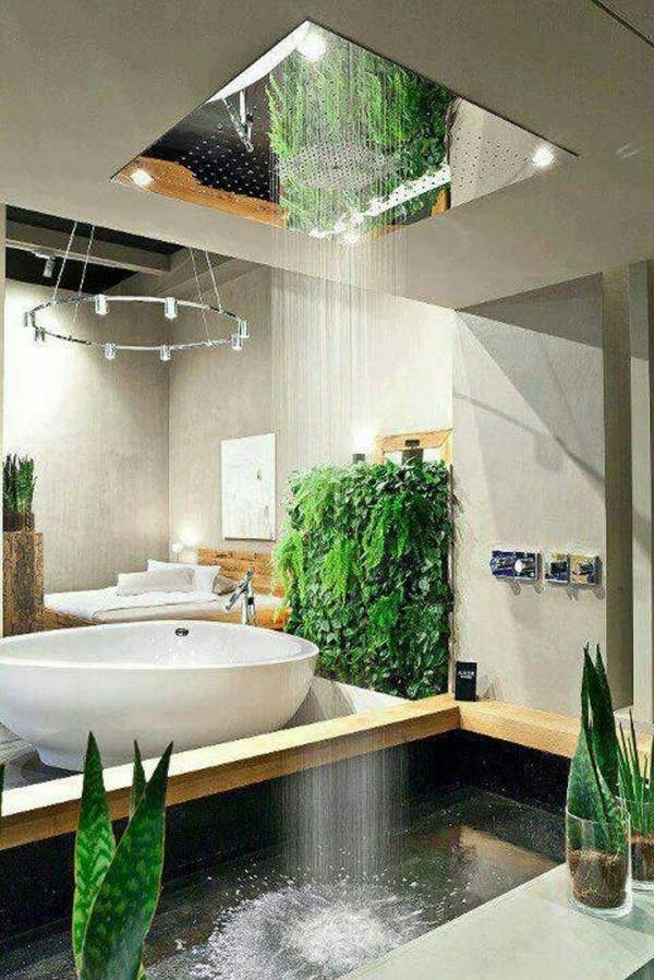  salle de bain italienne ciel de douche de reve espace riche verdure