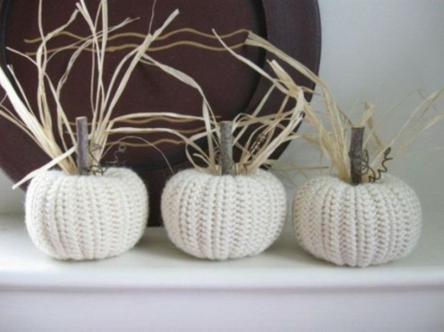 citrouilles tricotees blanc