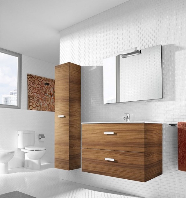 colonne-salle-bains-bois-élégante-meuble-vasque-tiroirs colonne salle de bains