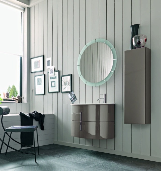 colonne-salle-bains-grise-finition-brillante-meuble-vasque-forme-ovale colonne salle de bains